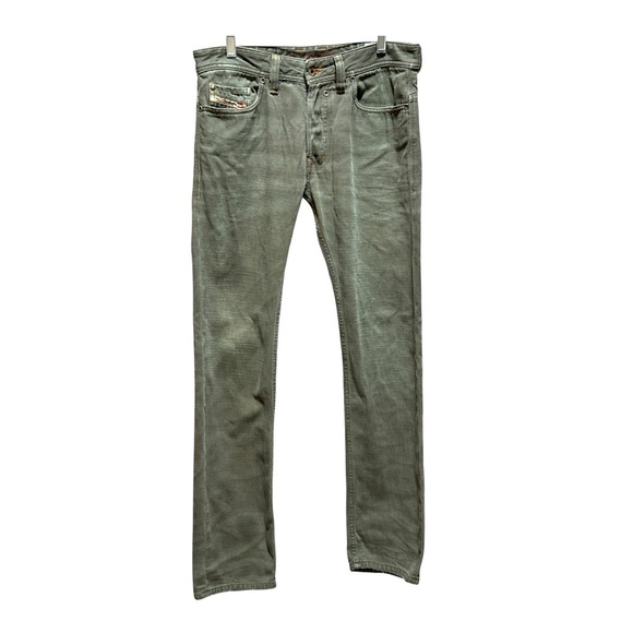 Diesel Safado Slim Straight Green Faded Wash Distressed Jeans - Picture 3 of 10